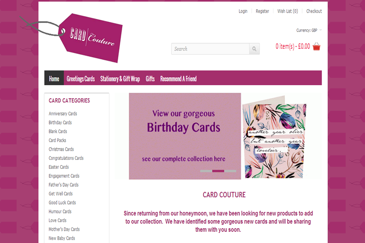 Loja Virtual Card Couture UK
